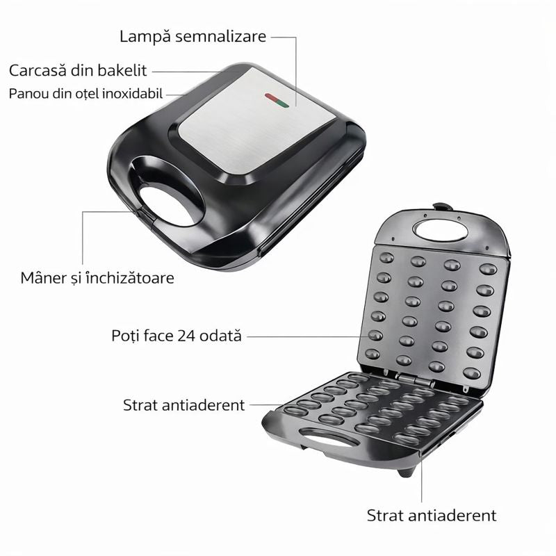 Aparat pentru preparat forme de nuci Hoffmans, 24 forme, 1400W