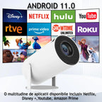 Videoproiector Inteligent 4K – HY300 PRO, Android TV 11.0, WIFI 6, Bluetooth 5.0, Ecran 130'', 200 ANSI