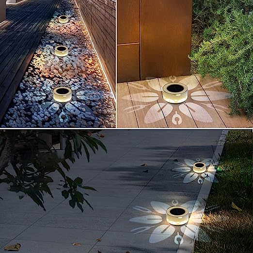 Lampă solara LED decorativa cu proiectie floare, IP65, 5W, alb rece, dimensiuni 12.5 x 6.5 cm