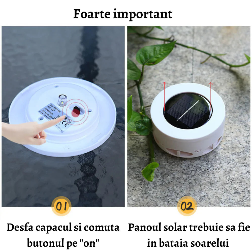 Lampă solara LED decorativa cu proiectie floare, IP65, 5W, alb rece, dimensiuni 12.5 x 6.5 cm