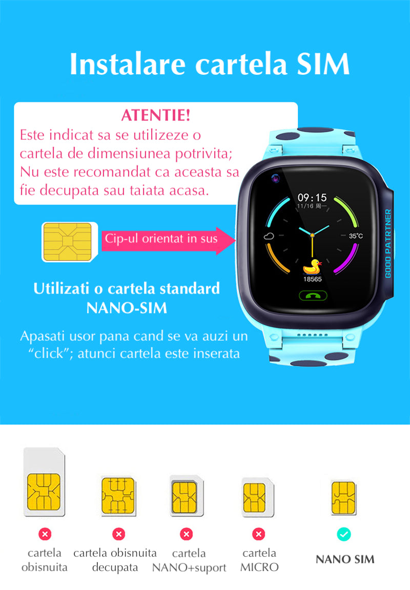 Ceas smartwatch LT25 pentru copii, cu GPS, 4G