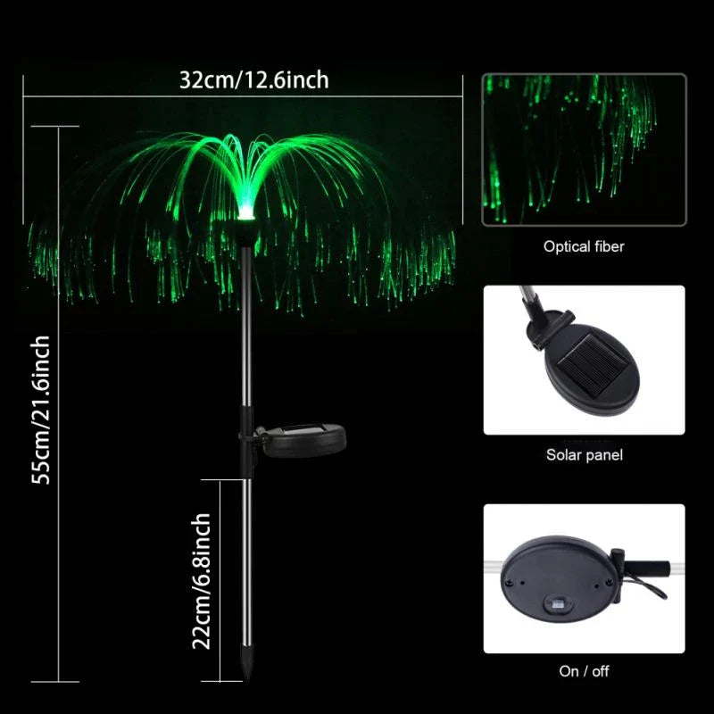 Set 2 x Lampă solara tip palmier cu fibra optica LED RGB, pentru gradina