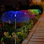 Set 2 x Lampă solara tip palmier cu fibra optica LED RGB, pentru gradina
