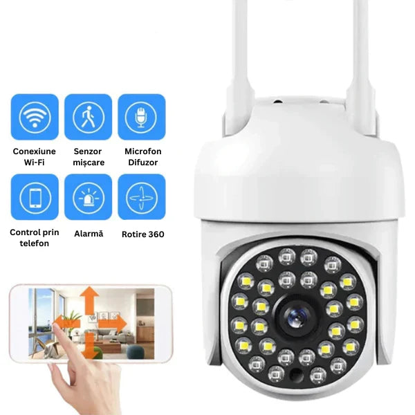 Cameră de supraveghere, WIFI, IP66, HD WIRELESS, 2 MP, 1920 X 1080 Pixeli, card 32Gb inclus