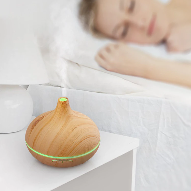 Umidificator/Difuzor aromatizator ultrasunete Fresh Air, lemn natur, 7 culori programabil, oprire automata Imagine secundară a produsului