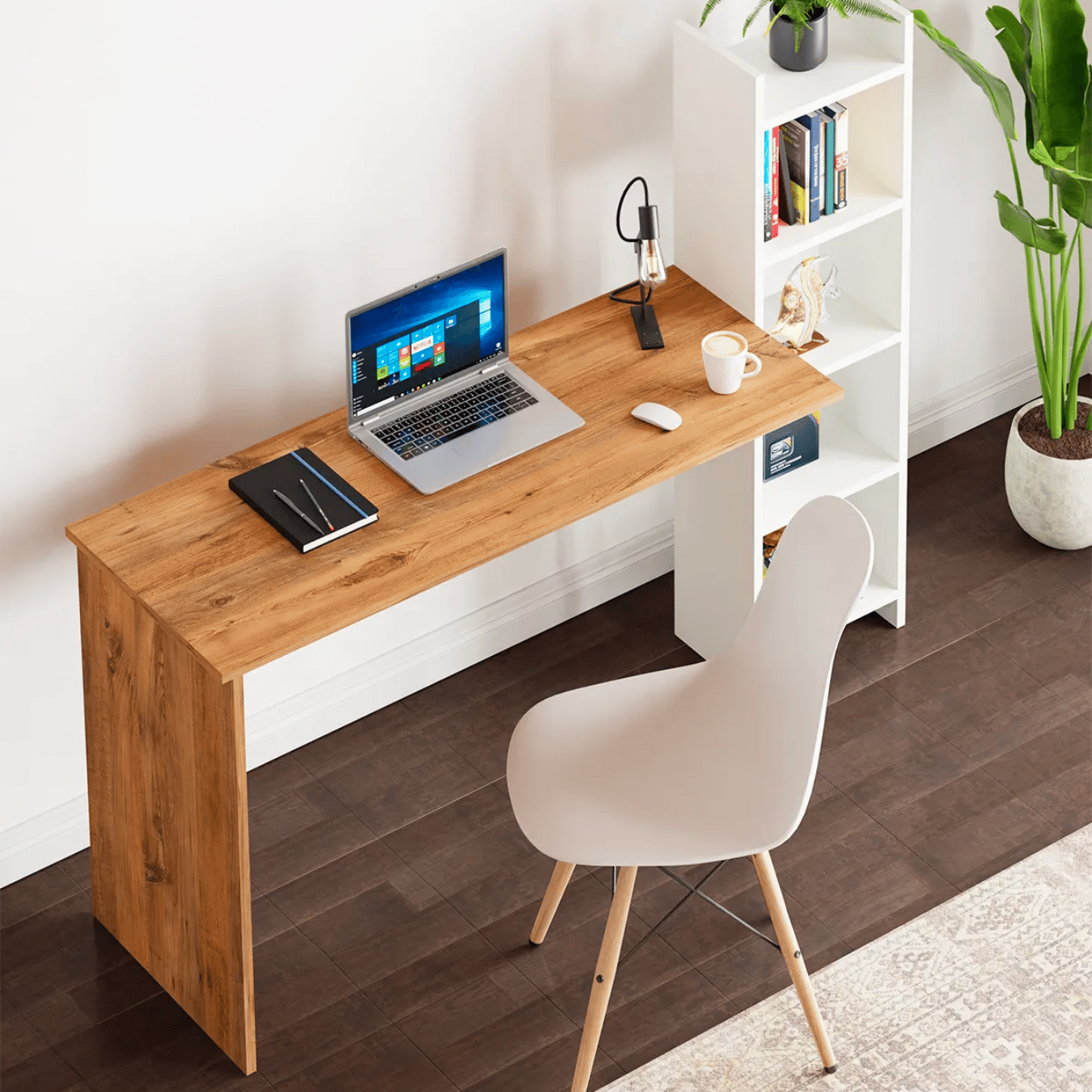 Masa birou cu biblioteca laterala si 5 rafturi, 120 cm Imagine principală a produsului