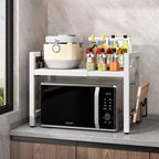 Raft metalic cuptor cu microunde, negru, etajera ajustabila, organizator Bucătărie, 40-60 x 36.5 x 45 cm