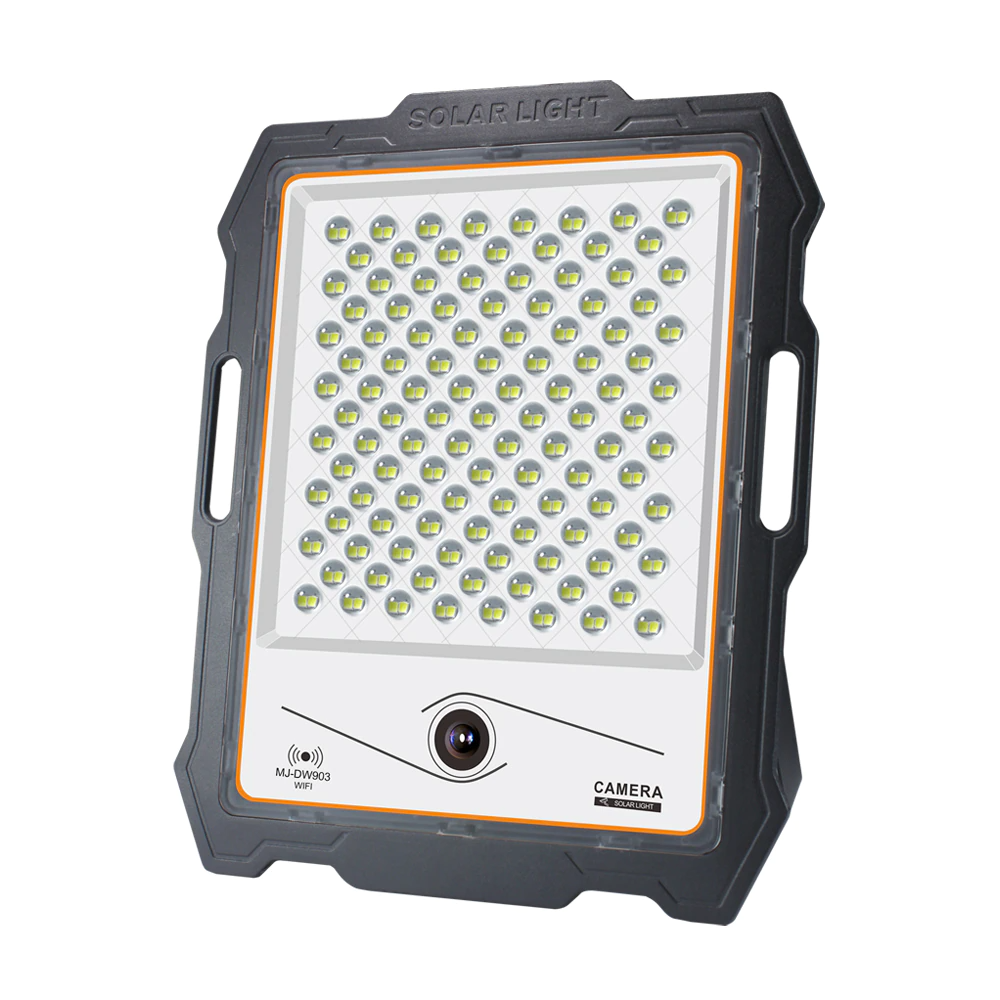 Proiector LED cu panou solar si camera WIFI, 100W-300W, 82-236 LED-uri, lumina alba, telecomanda