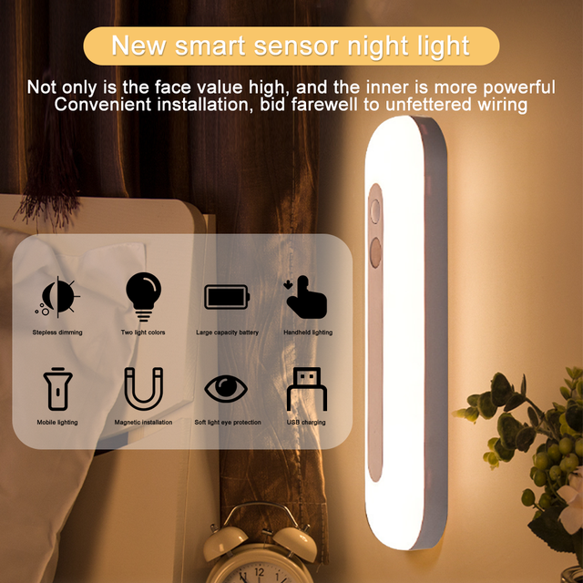Lampă dulap cu LED, reincarcabila, cu senzor de miscare, cu magnet, lumina calda