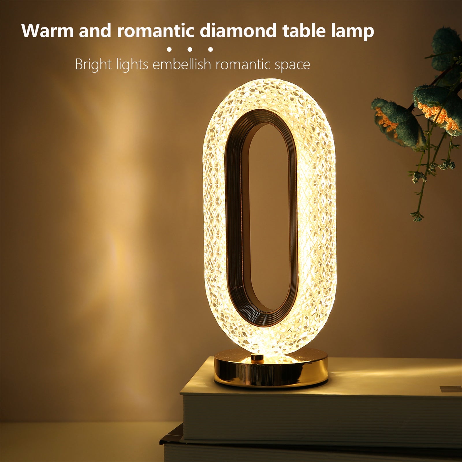 Lampă Diamond Crystal LED cu 3 temperaturi de culoare, alb rece, alb cald, neutru, culoare auriu