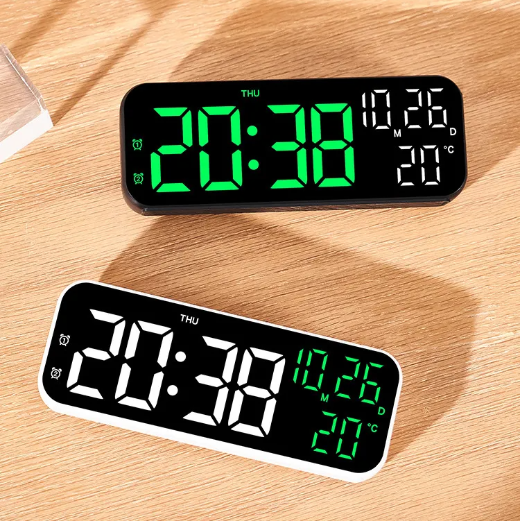 Ceas digital de perete cu afisaj LED, afisare temperatura si data, mod de noapte Imagine principală a produsului