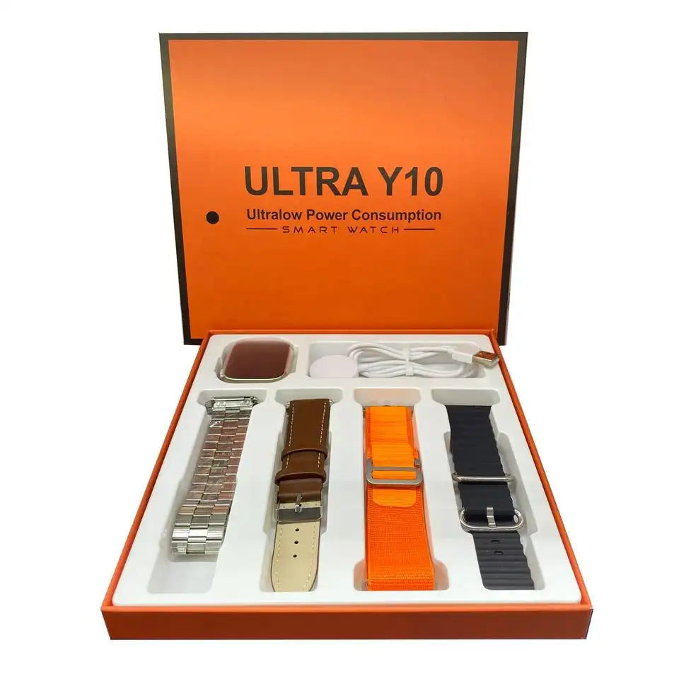 Ceas Smartwatch Ultra Y10, ecran 2.0", 4 curele, incarcare wireless Imagine secundară a produsului