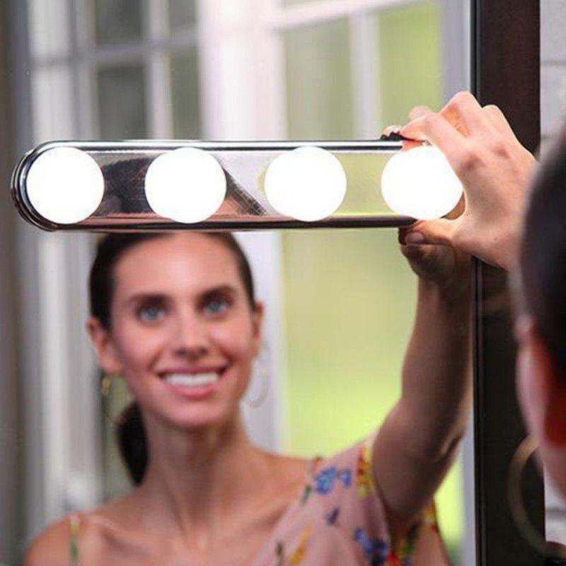 Suport luminos pentru Oglindă Studio Glow, 4 becuri, Argintiu