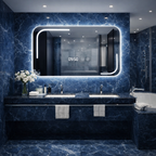 Oglindă LED baie 60x80 cm cu ceas digital, dezaburire si 3 faze de lumina