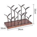 Suport pentru 6 sticle de vin, design modern, lemn natural si otel, 32.5 x 16 x 30 cm