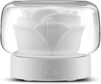 Umidificator pentru camera in forma de trandafir 400ml, lumina de noapte LED in 7 Culori, Alb