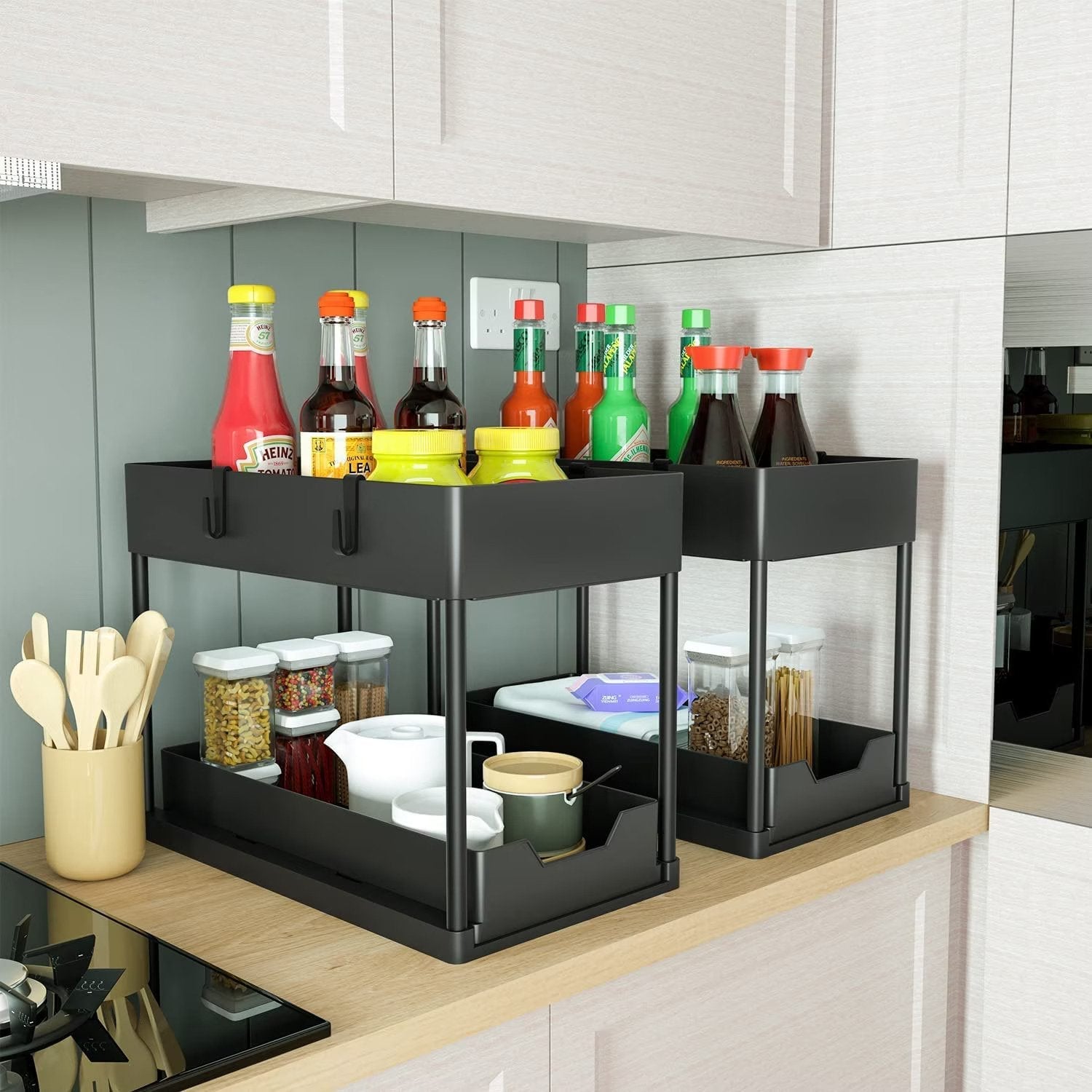 Raft de depozitare sub chiuveta, 2 nivele, multifunctional Imagine principală a produsului