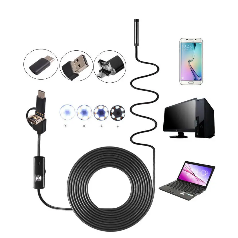 Camera endoscop 3 in 1 pentru Android si Windows, waterproof Imagine principală a produsului