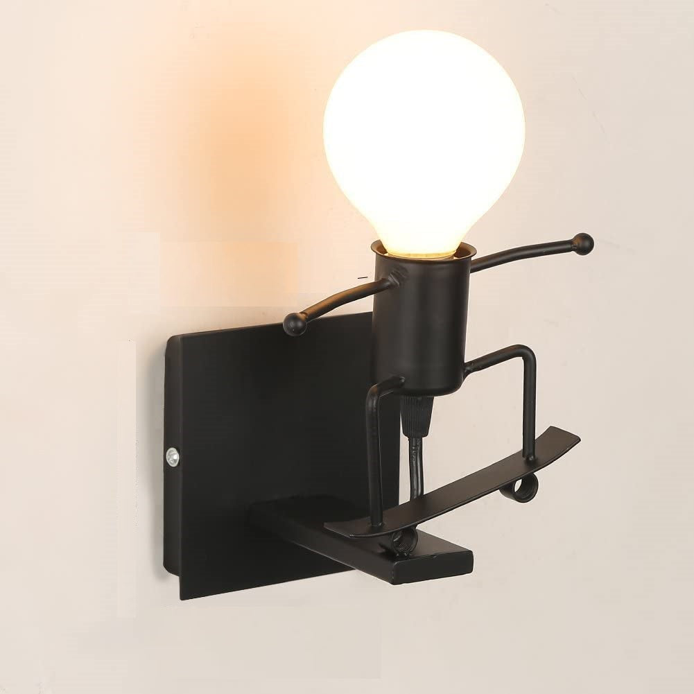 Lampă metalica retro industriala tip humanoid, soclu E27, diverse modele
