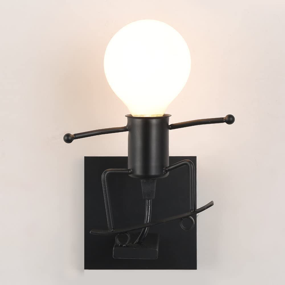 Lampă metalica retro industriala tip humanoid, soclu E27, diverse modele