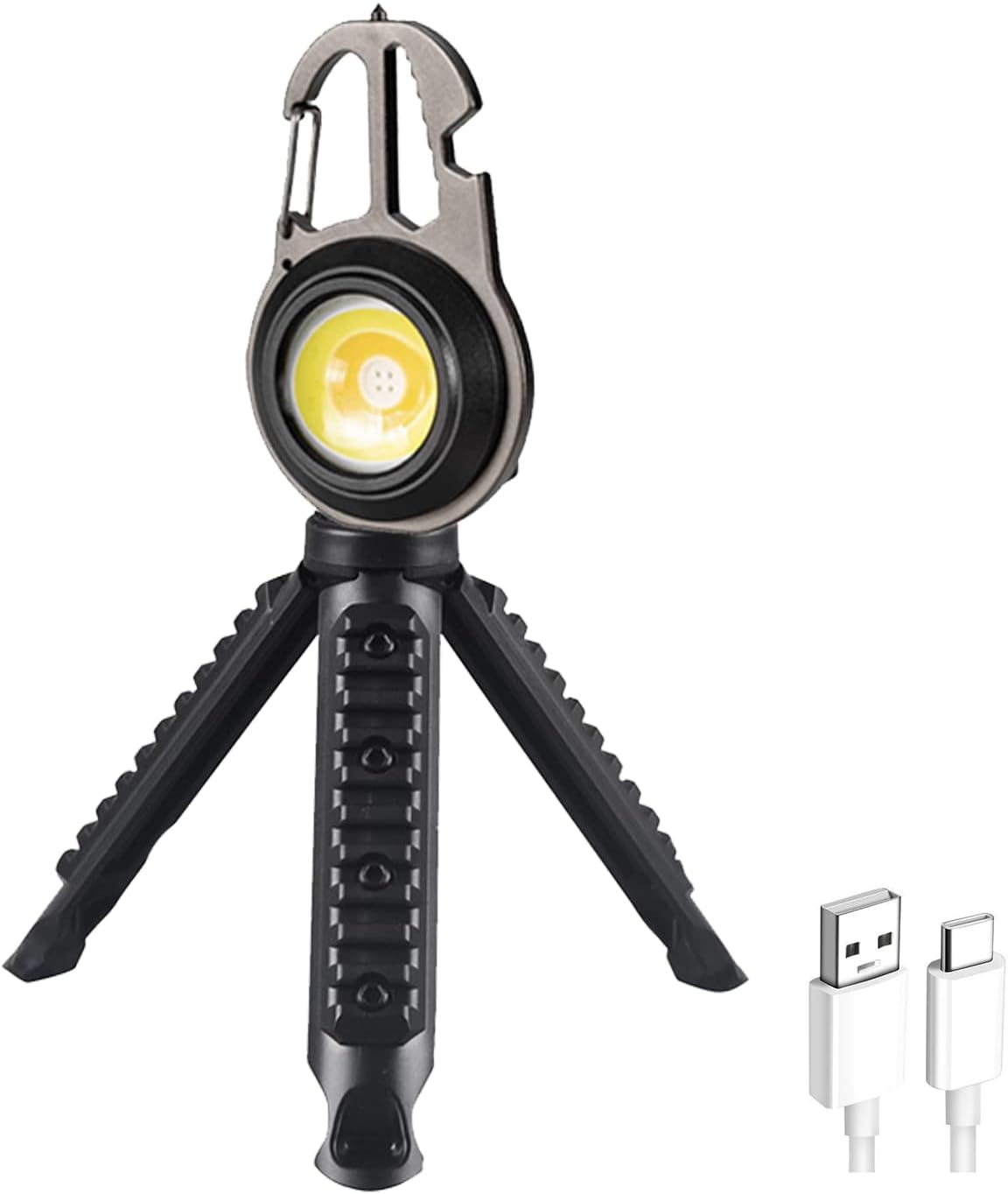 Lanterna LED tip breloc cu trepied, dispozitiv spargere geamuri, surubelnite, cheie, deschizator sticle Imagine secundară a produsului