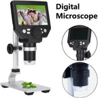 Microscop digital LCD 4.3” HD, 8MP, zoom 1-1000X, 8 LED-uri, baterie reincarcabila si suport PC
