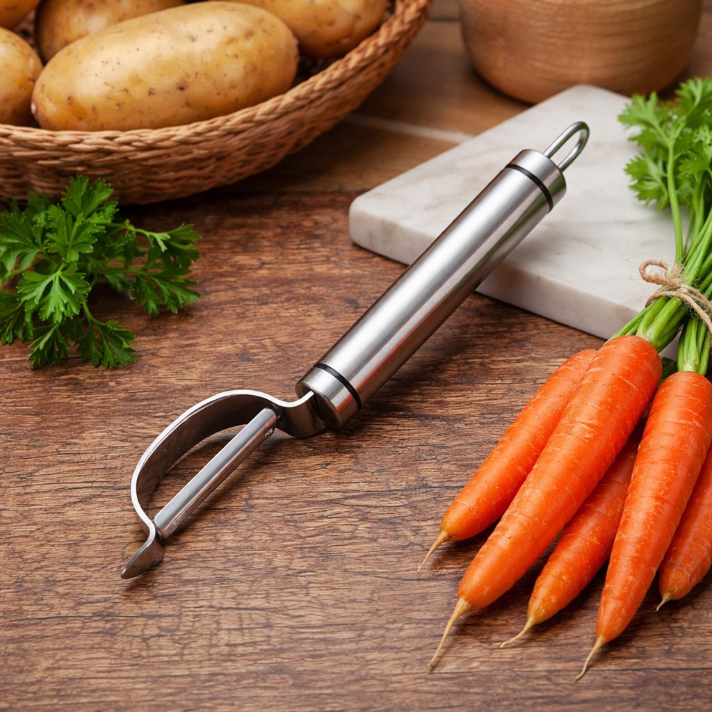 Taietor inox pentru legume si fructe otel inoxidabil, design ergonomic Imagine principală a produsului