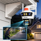 Camera supraveghere WIFI Jortan dubla 12MP PTZ, 4 lentile, vedere nocturna color
