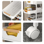 Suport slim portabil cu 5 nivele, 4 rafturi retractabile si 1 polita din MDF, rotativ 360°, 38x 23.5 x 81.5 cm