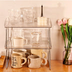 Organizator pliabil pentru Bucătărie, sistem de stivuire, picioare inox, 29 x 21 x 16 cm, transparent