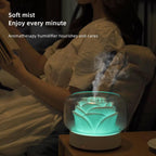 Umidificator pentru camera in forma de trandafir 400ml, lumina de noapte LED in 7 Culori, Alb