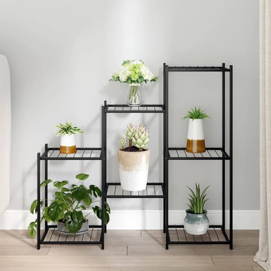 Raft depozitare multifunctional cu 7 niveluri negru 95x82.5x27.5 cm