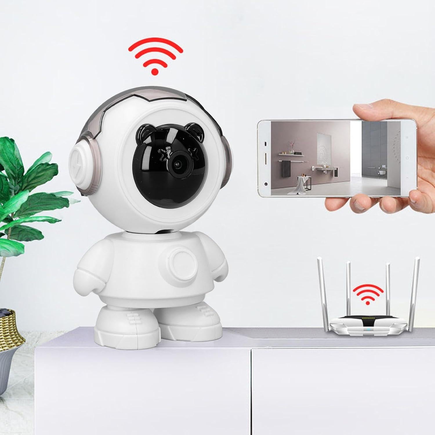 Camera Supraveghere Tip Robot, Wireless, 355° Rotatie, 1080P, Night Vision, Audio Bidirectional, Android/iOS Imagine principală a produsului