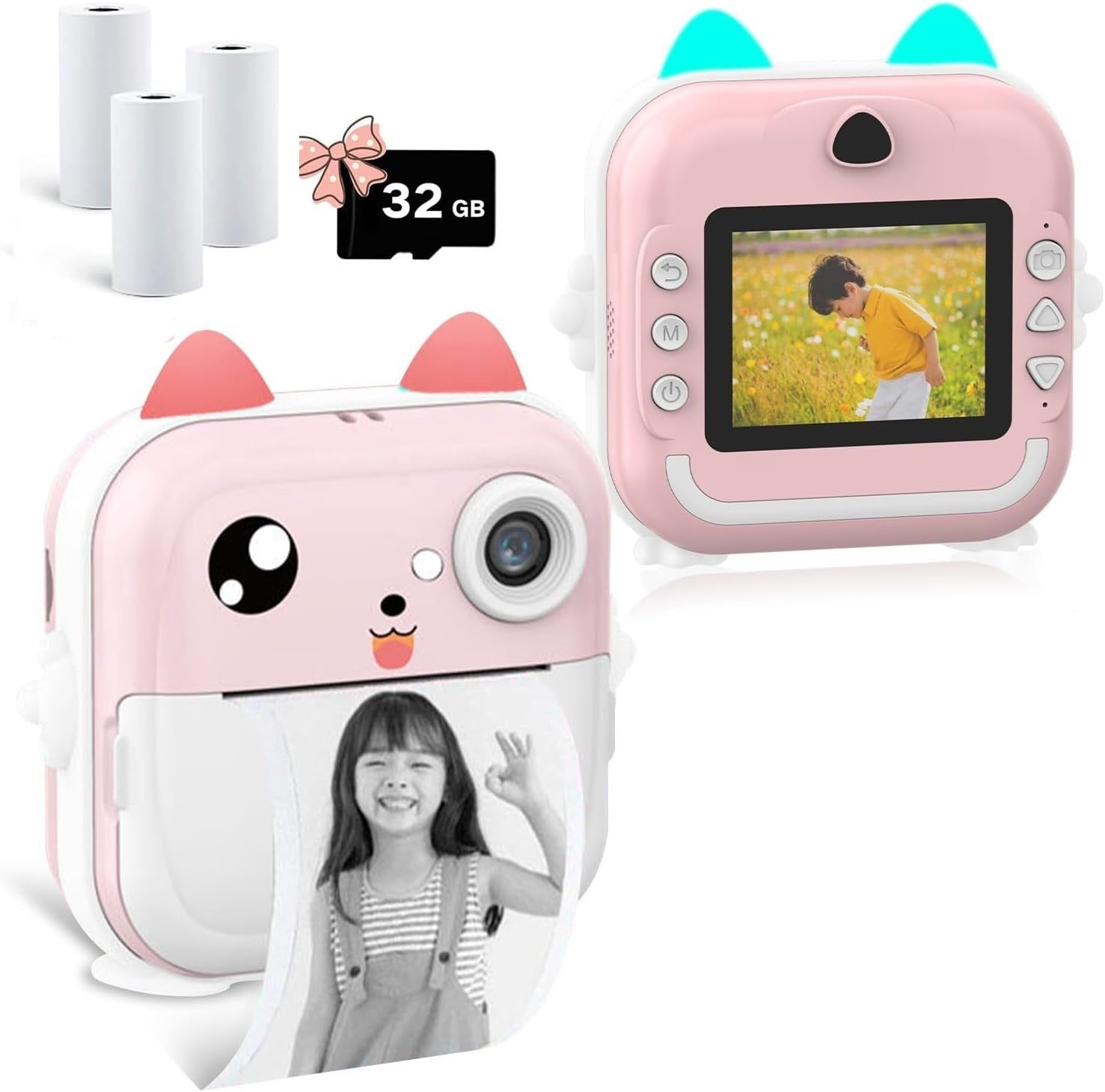Aparat foto digital cu imprimare termica pentru copii, focalizare automata, display color de 2 Imagine principală a produsului