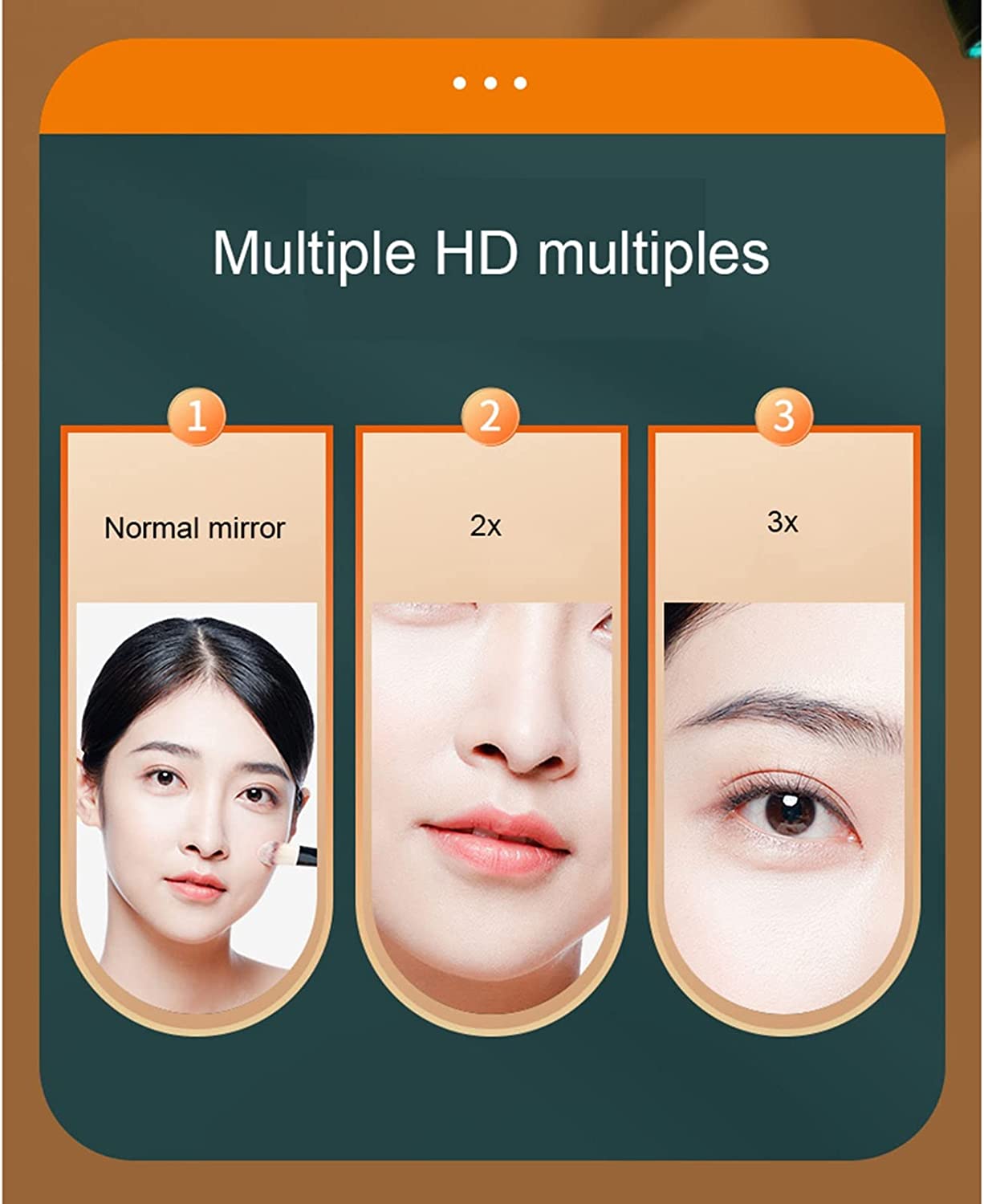 Oglindă Cosmetica cu LED pentru make-up zoom 2X 3X, lumina reglabila, buton touch, USB, alb