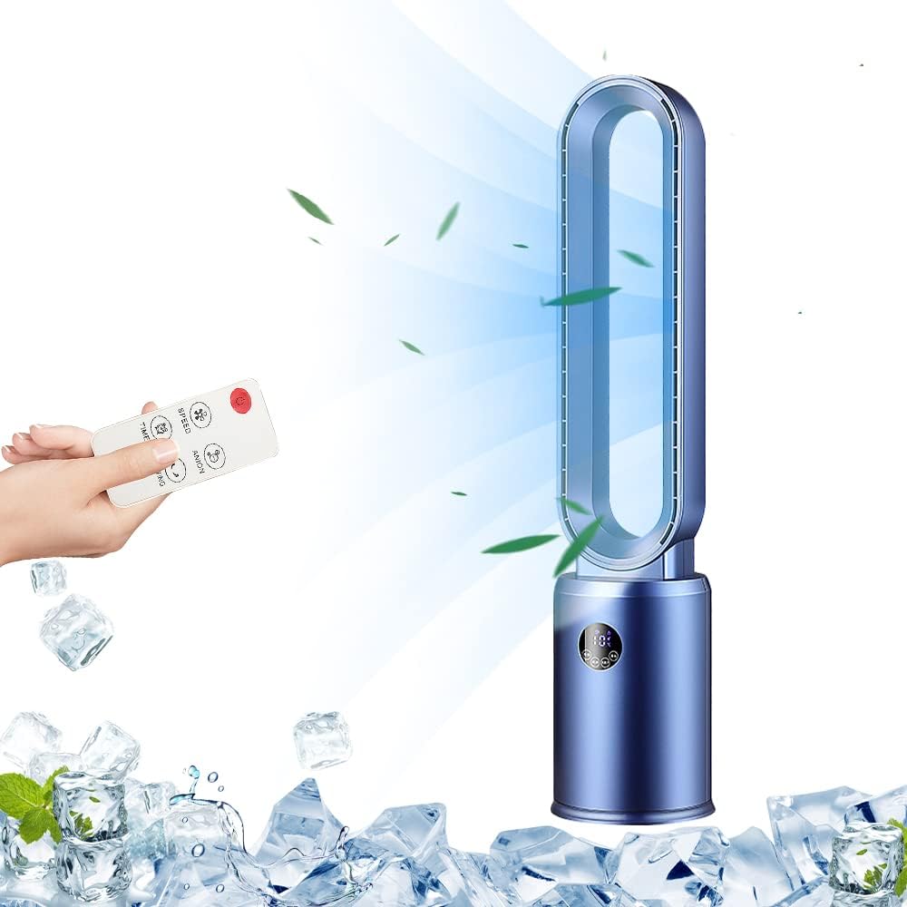 Ventilator fara pale cu purificare HEPA si telecomanda – 3 viteze, oscilatie 120°, design modern Imagine principală a produsului