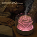 Umidificator pentru camera in forma de trandafir 400ml, lumina de noapte LED in 7 Culori, Alb