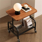Masuta laterala tip coffee table, carucior mobil cu blat si rafturi metalic, 50x40x30 cm