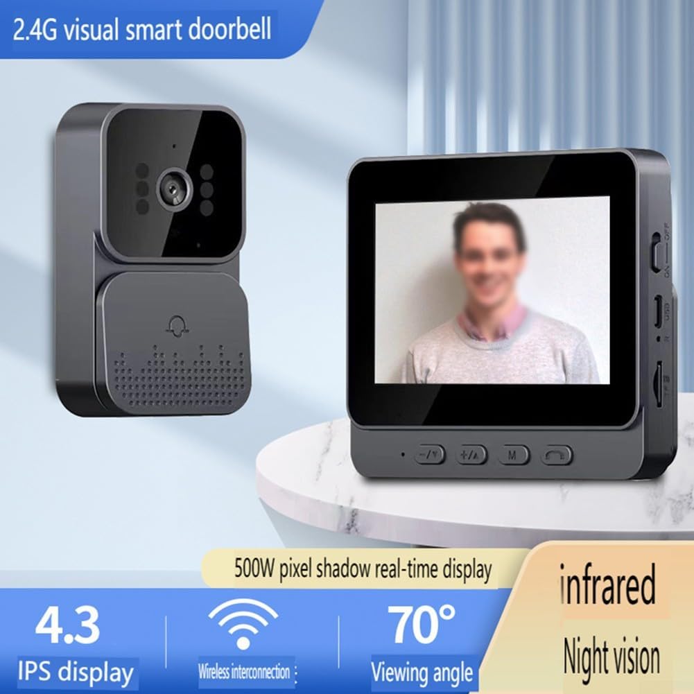 Sonerie video inteligenta Wireless, Ecran IPS 4.3 inch, Night Vision