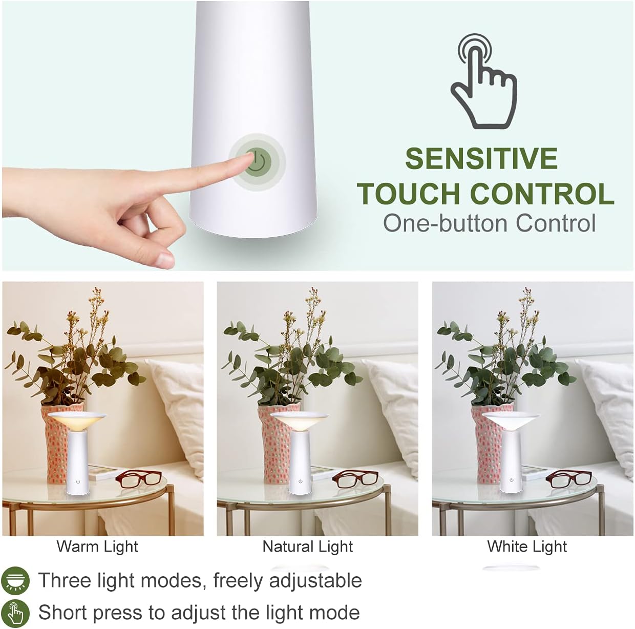Mini Lampă de birou, LED, cu lumina indirecta, touch control, incarcare USB, rotire 40°