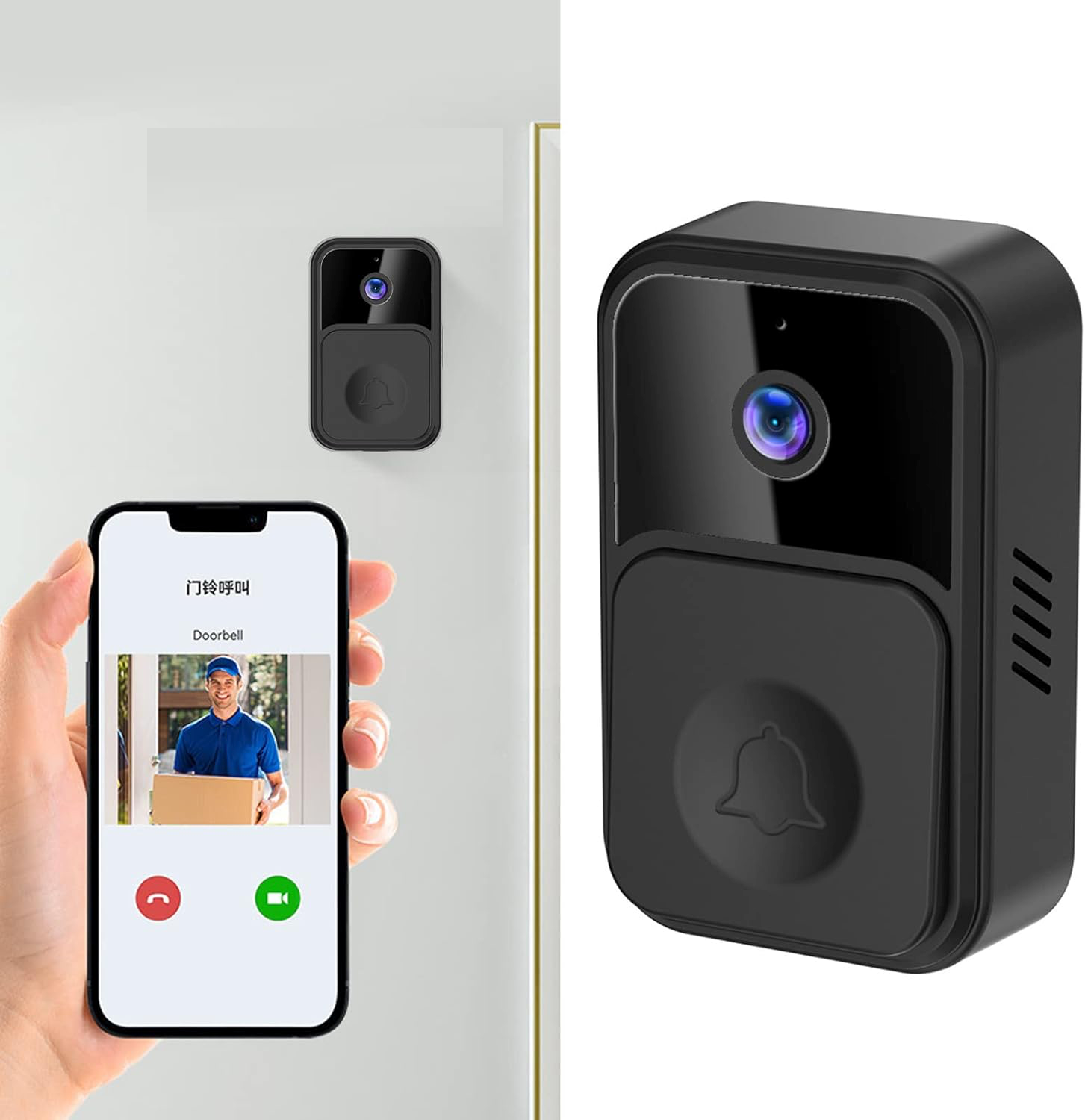 Sonerie interfon wireless inteligenta, camera HD, vedere de noapte Imagine secundară a produsului