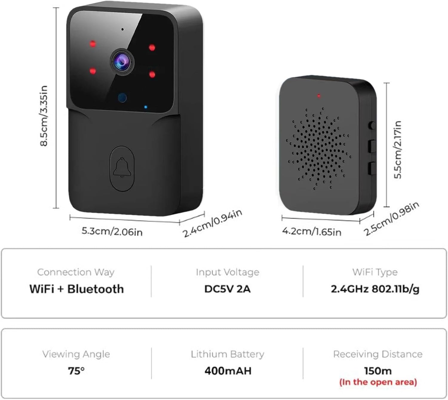 Sonerie Video Smart, Camera Supraveghere 4K WIFI, Night Vision