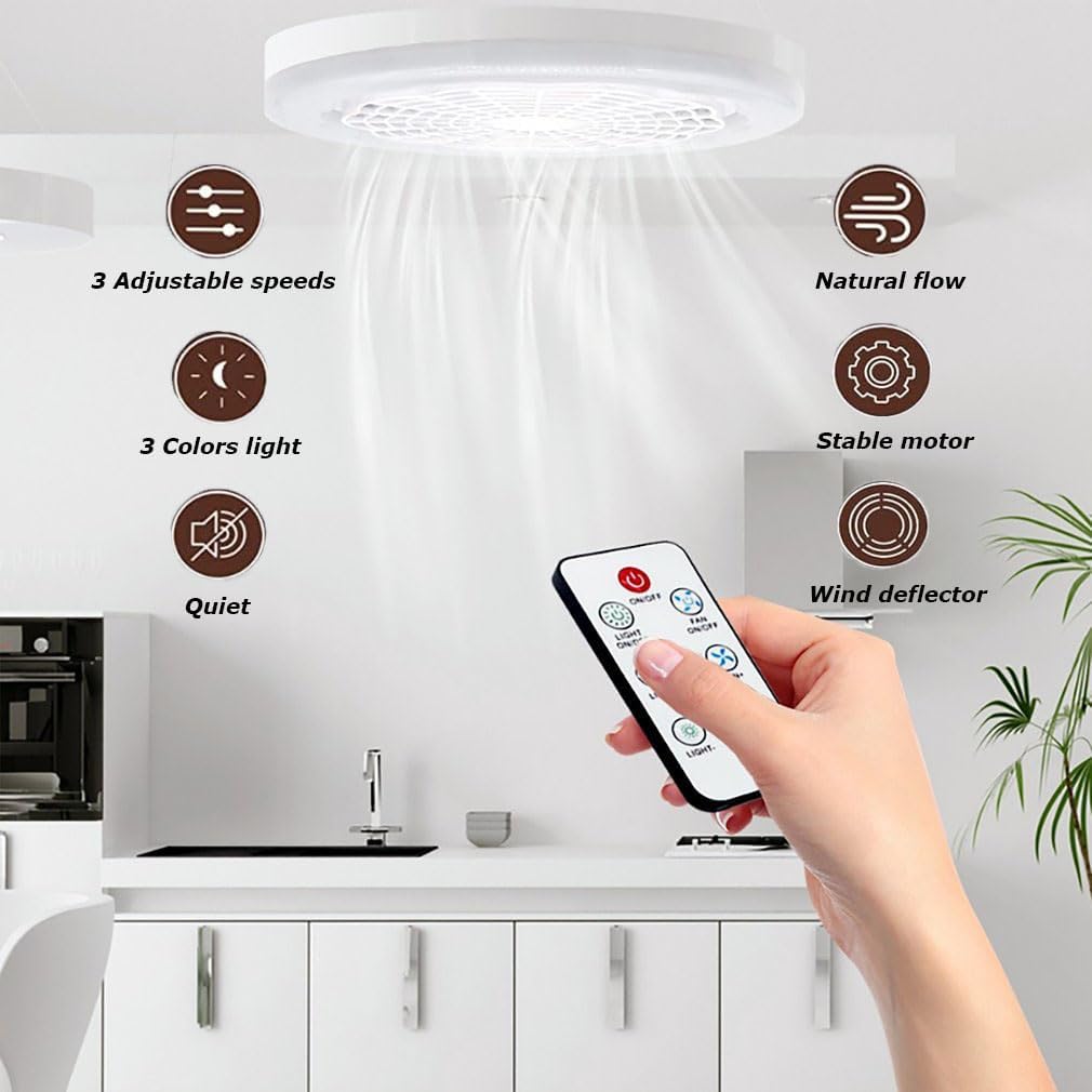 Lampă LED tavan, cu ventilator si telecomanda, 30W