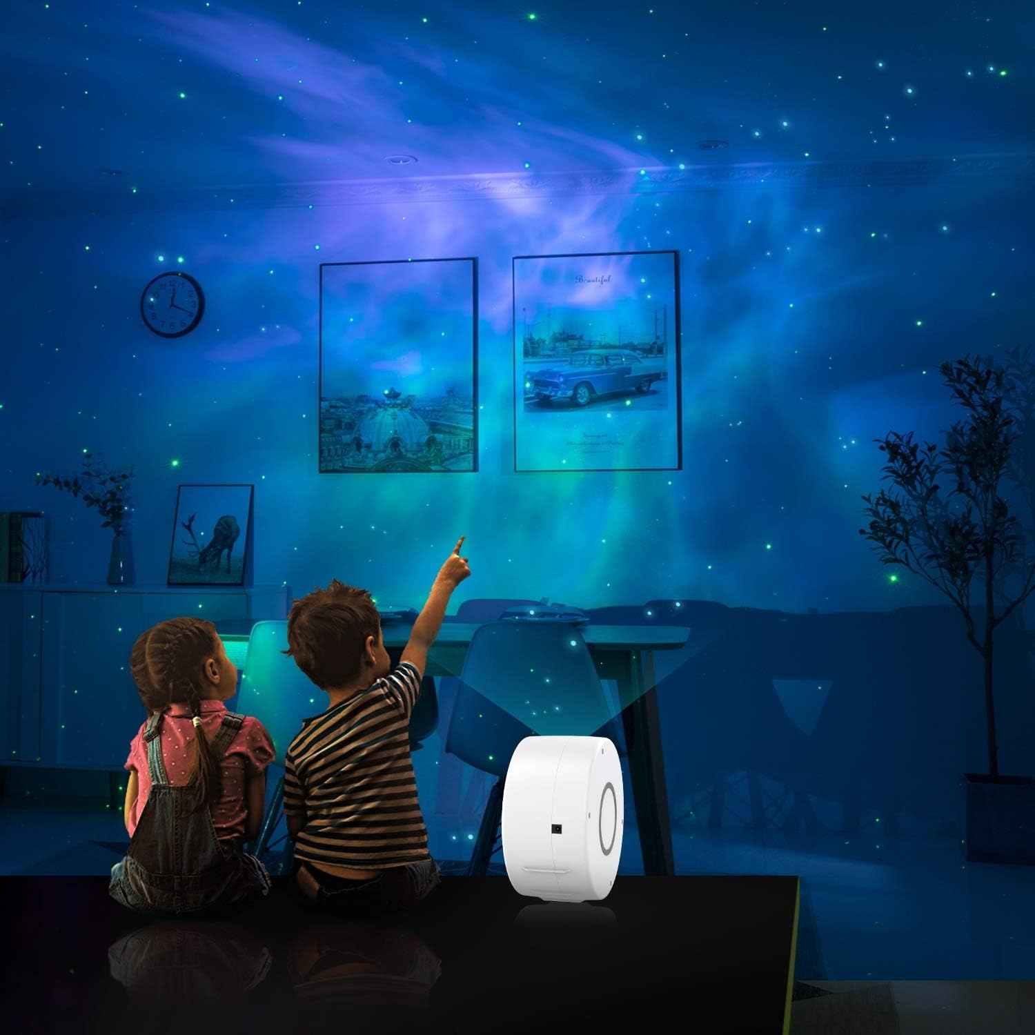 Proiector de stele LED 3D Aurora, Lampă de veghe pentru copii, Telecomanda