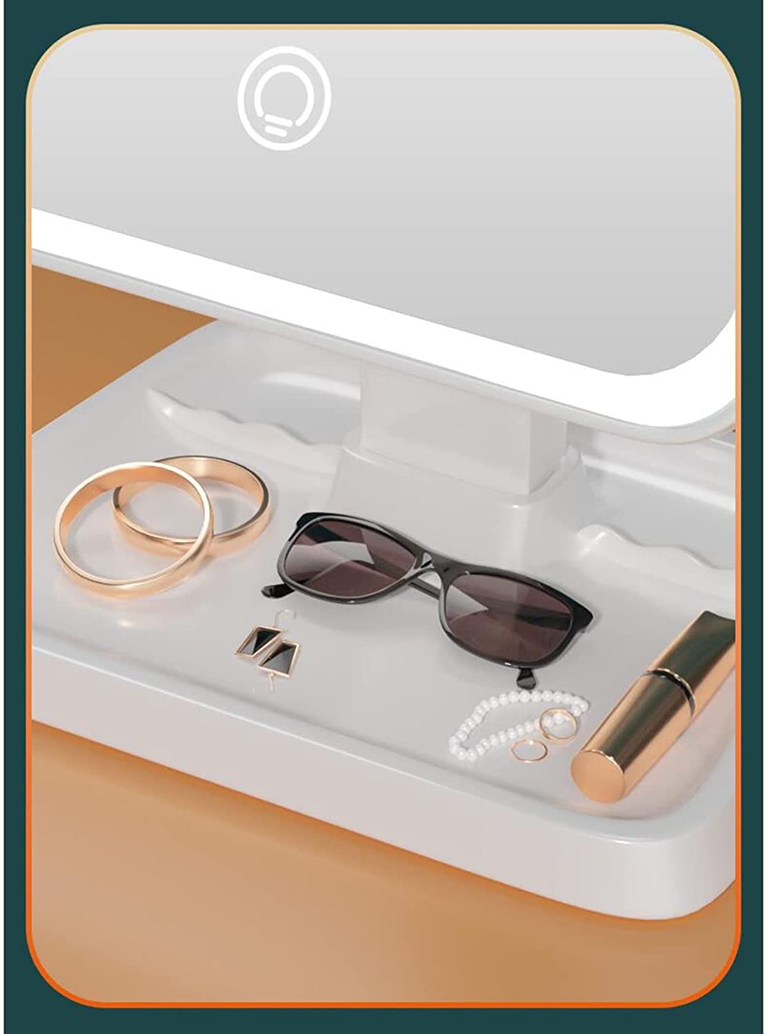 Oglindă Cosmetica cu LED pentru make-up zoom 2X 3X, lumina reglabila, buton touch, USB, alb