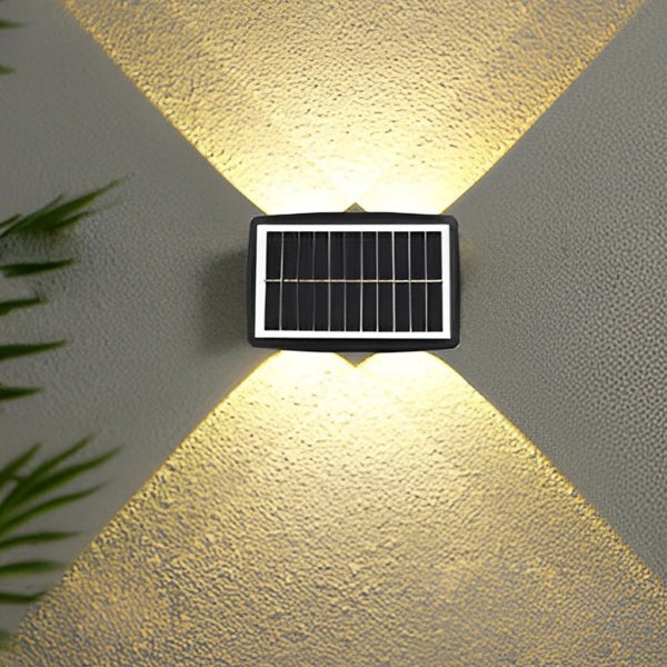Lampă solara LED bidirectionala dreptunghiulara pentru perete, 20.5x10 cm, 6 LED-uri