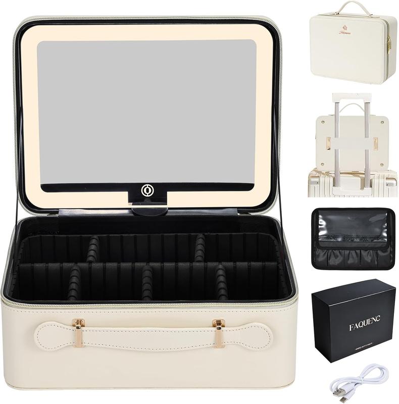 Geanta Cosmetica Pentru Make-up cu Oglindă LED cu Touch, 26x23x11 cm