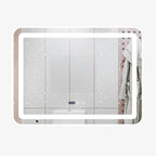 Oglindă LED pentru baie 60x80 cm, sistem Dezaburire, Senzor Touch, Ceas, Trei Tipuri de Lumina