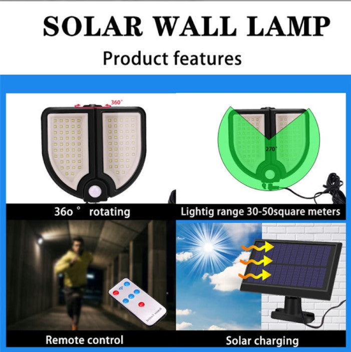 Lampă solara 90 LED, senzor de miscare, telecomanda