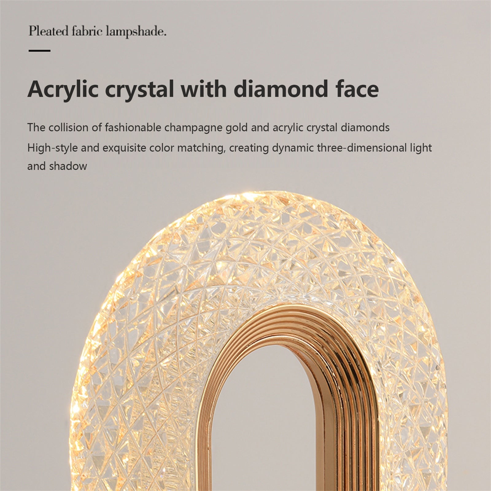 Lampă Diamond Crystal LED cu 3 temperaturi de culoare, alb rece, alb cald, neutru, culoare auriu